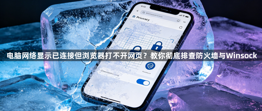 电脑网络显示已连接但浏览器打不开网页？教你彻底排查防火墙与Winsock1